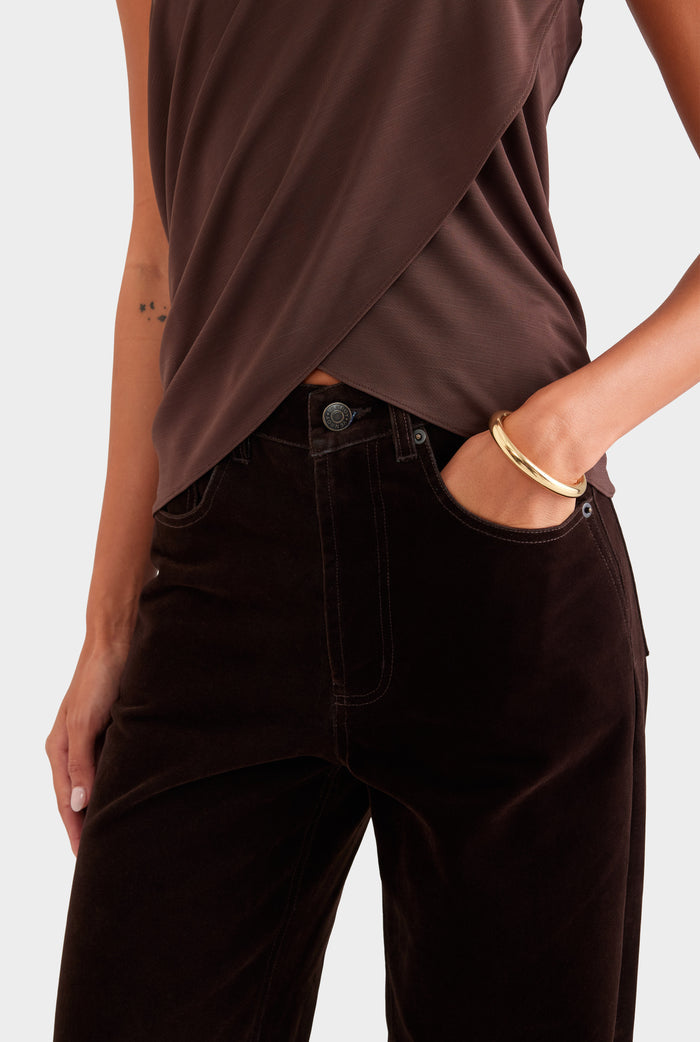 Side Cowl Strapless Bustier - Chocolate