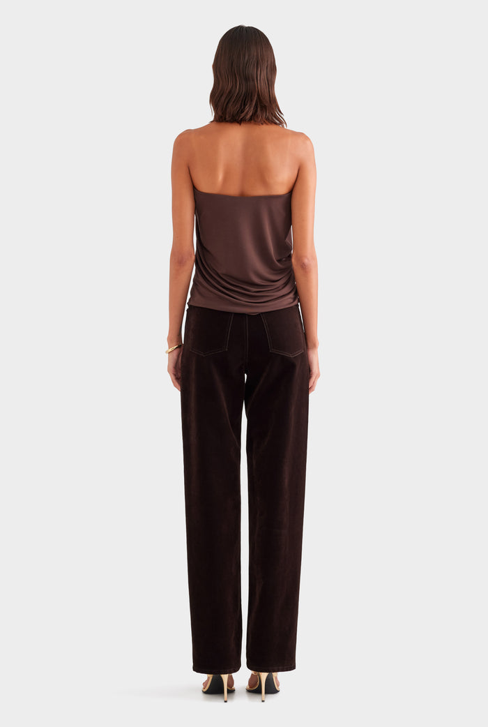 Side Cowl Strapless Bustier - Chocolate