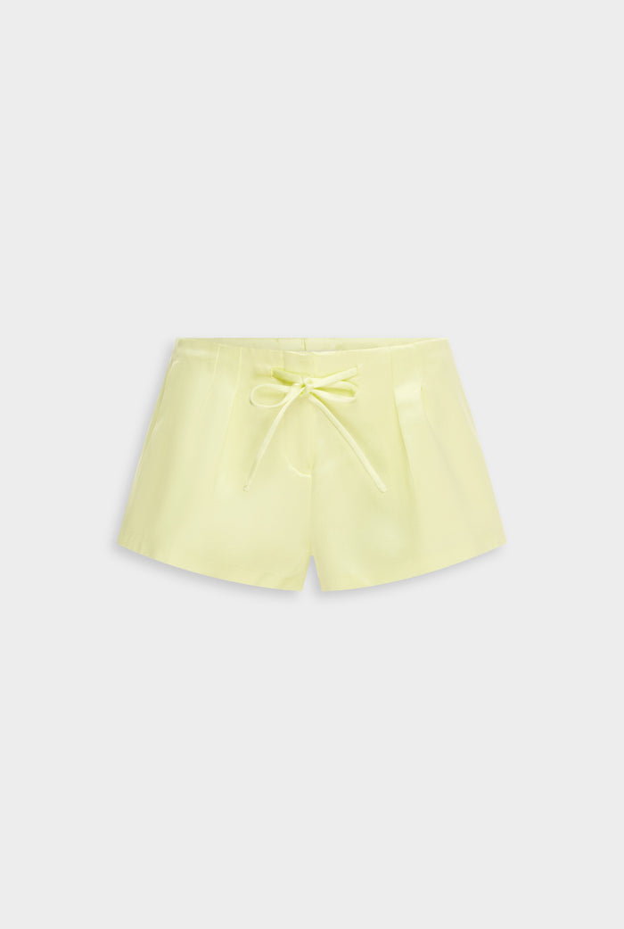 Venroy Silk Cotton Drawstring Short - Pale Yellow