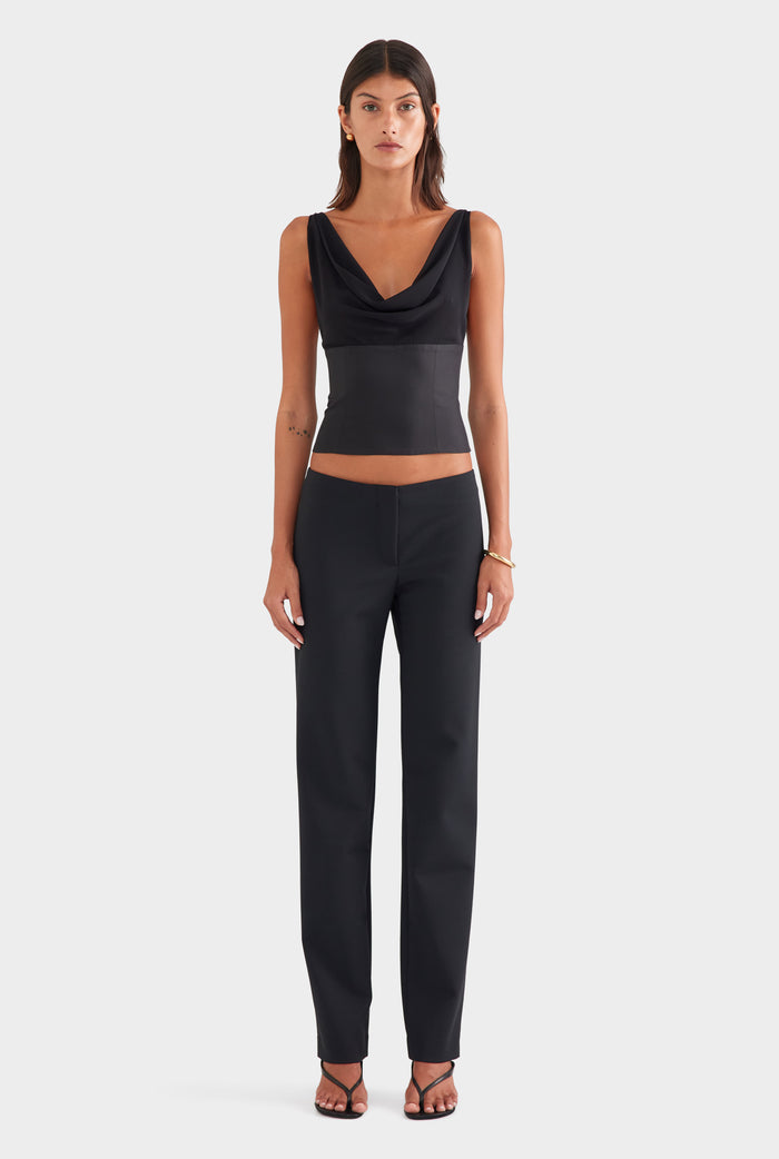 Silk Cowl Bustier - Black
