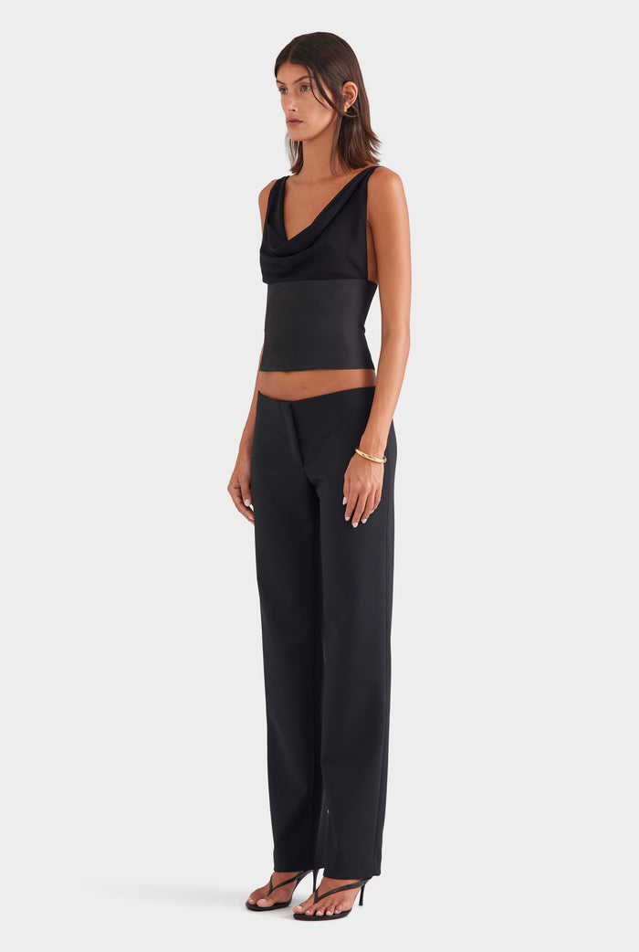 Silk Cowl Bustier - Black