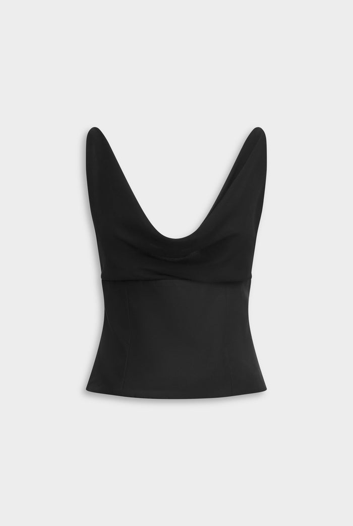 Silk Cowl Bustier - Black