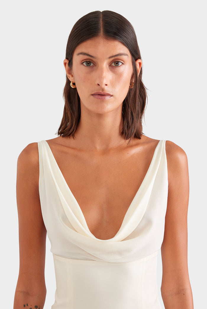 Silk Cowl Bustier - Champagne