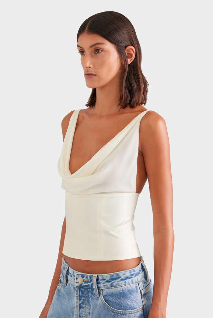 Silk Cowl Bustier - Champagne