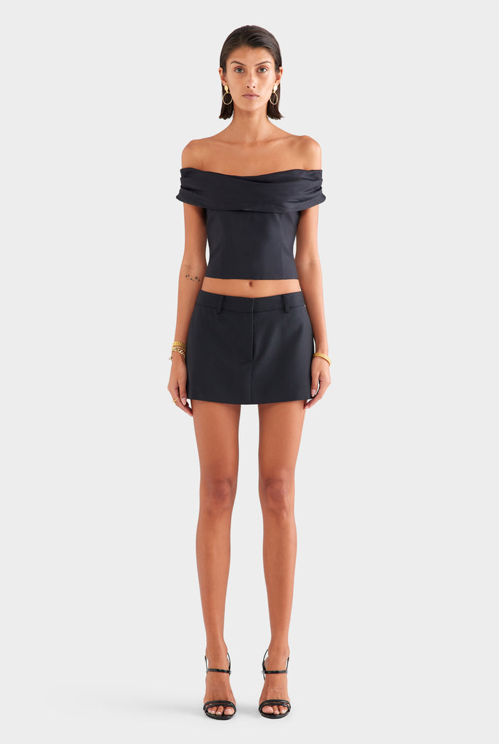 Silk Cowl Neck Bodice - Black