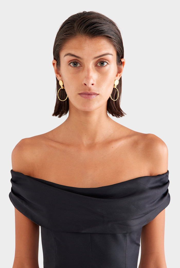 Silk Cowl Neck Bodice - Black