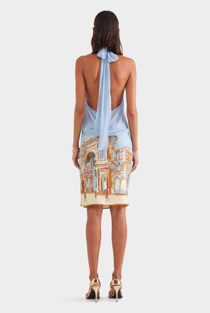 Silk Halter Top - Powder Blue