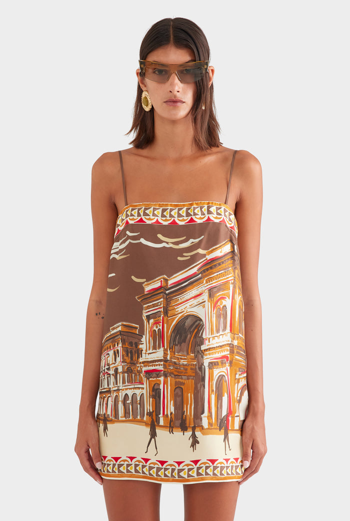 Silk Twill Mini Dress - Milano Galleria/Brown