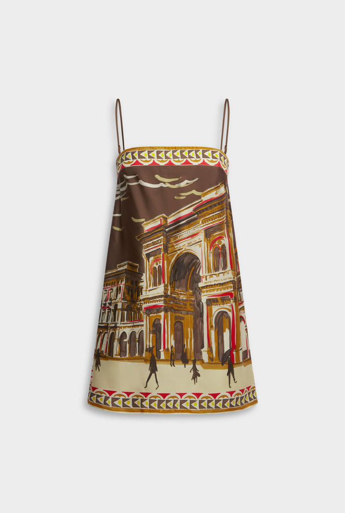 Silk Twill Mini Dress - Milano Galleria/Brown