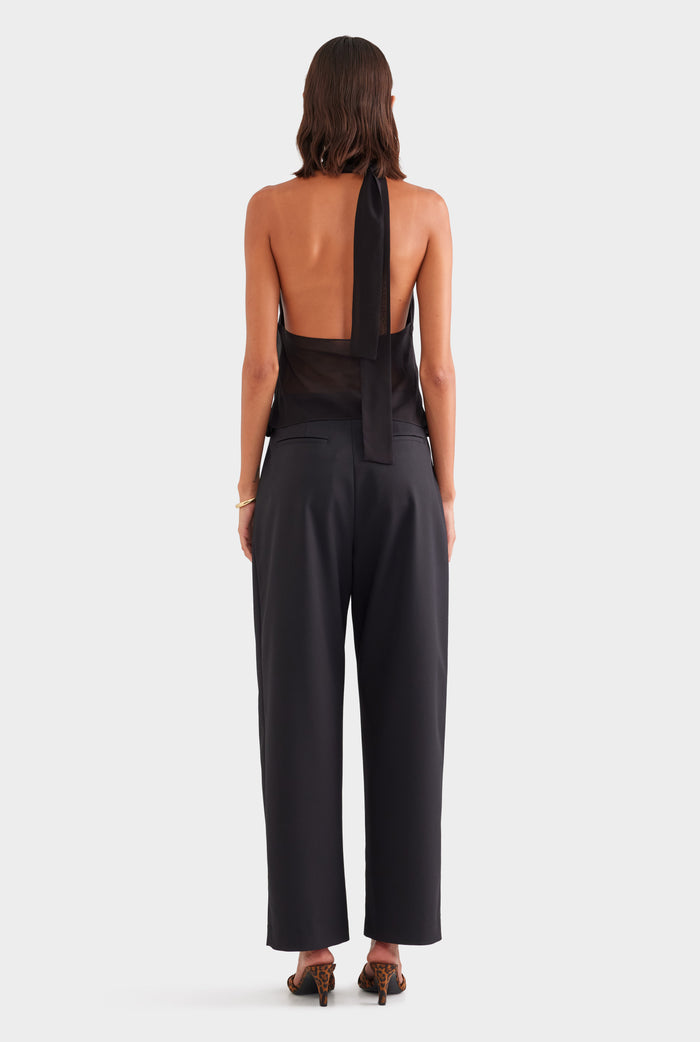 Silk Twist Plunge Top - Black