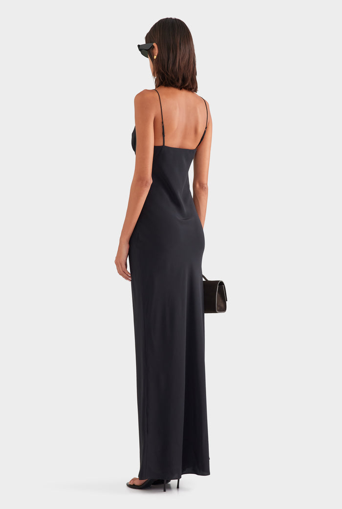 Silk Underwire Slip Dress - Black
