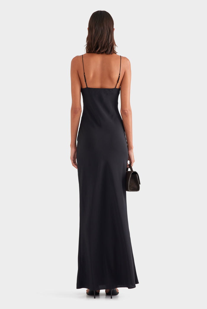 Silk Underwire Slip Dress - Black