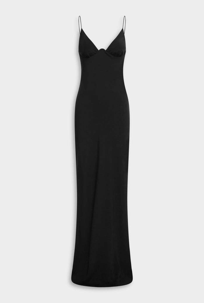 Silk Underwire Slip Dress - Black