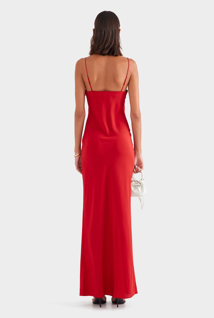 Silk Underwire Slip Dress - Red