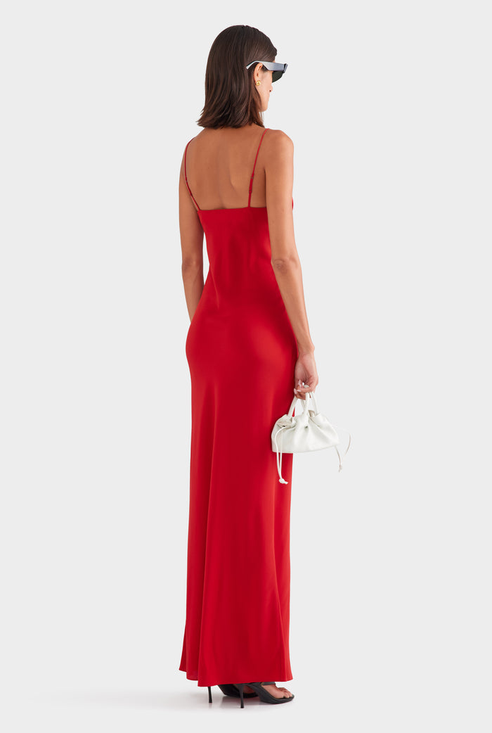 Silk Underwire Slip Dress - Red