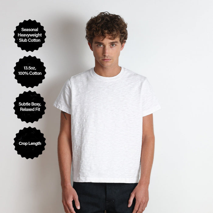 Silverlake Crop Tee III | Boxy, Relaxed Fit | Heavyweight Slub T-Shirt Classic White