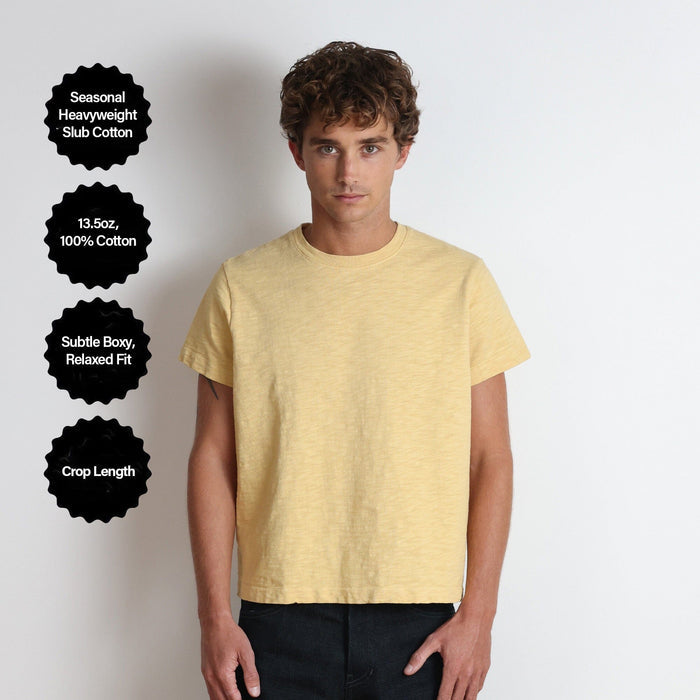 Silverlake Crop Tee III | Boxy, Relaxed Fit | Heavyweight Slub T-Shirt Butter Yellow