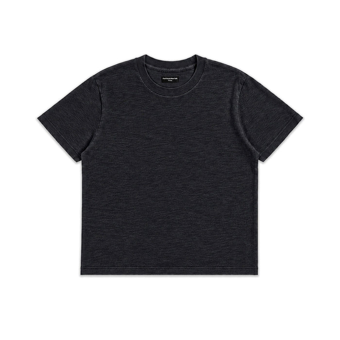 Silverlake Crop Tee III | Boxy, Relaxed Fit | Heavyweight Slub T-Shirt Ash Black (Vintage)