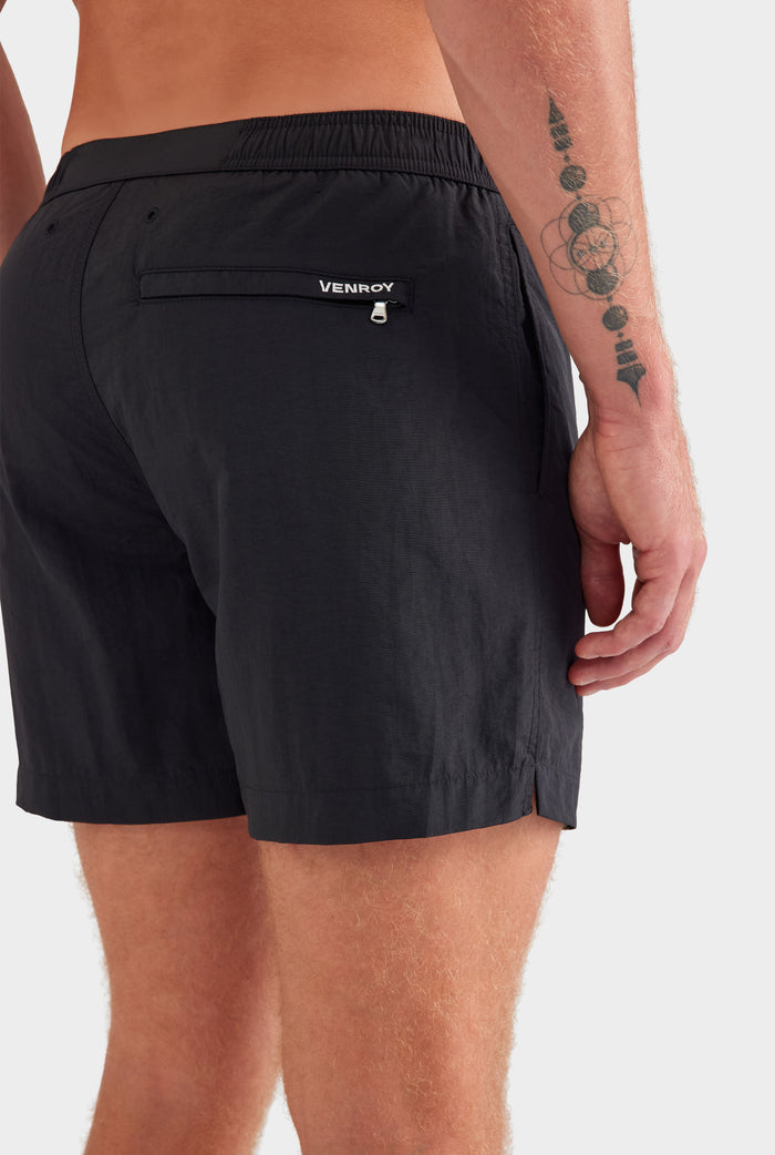 Solid Snaplock Swim Short - Black