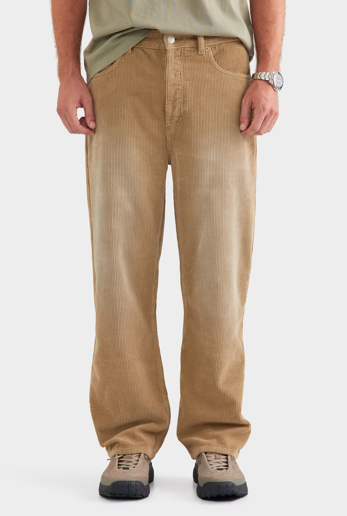 Straight Leg Cord Jean - Washed Beige