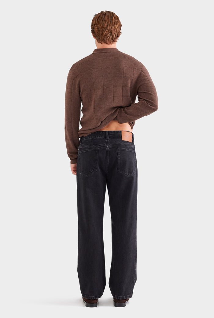 Straight Leg Denim Jean - Washed Black
