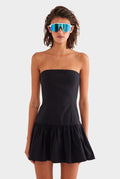 Strapless Cotton Mini Dress - Black