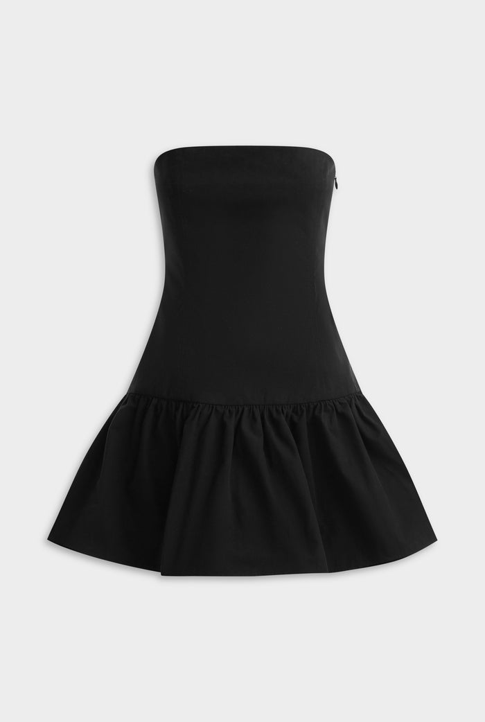 Strapless Cotton Mini Dress - Black