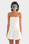 Strapless Cotton Mini Dress - White