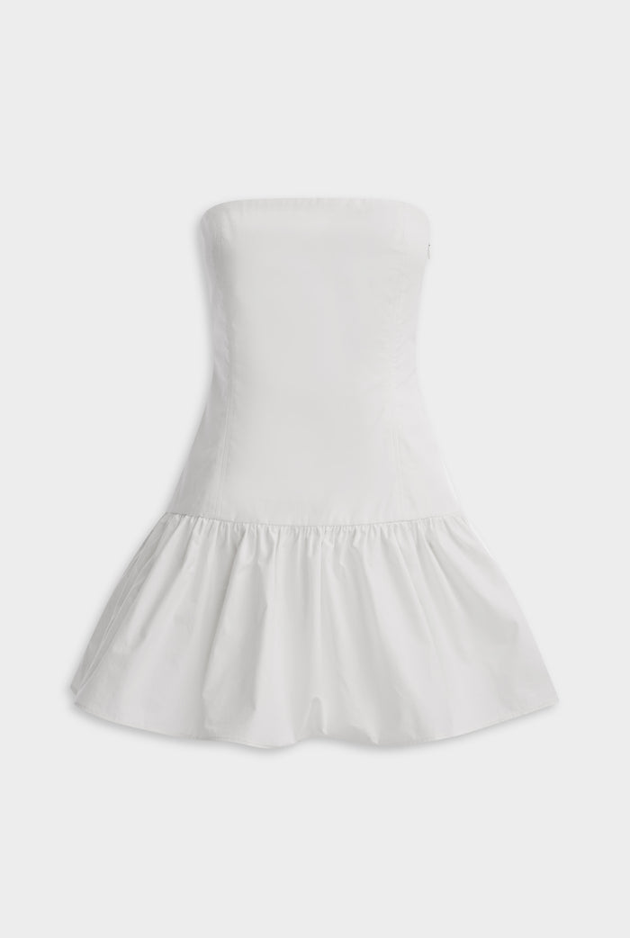 Strapless Cotton Mini Dress - White