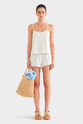 Stripe Cotton Short - Off White/Blue Stripe