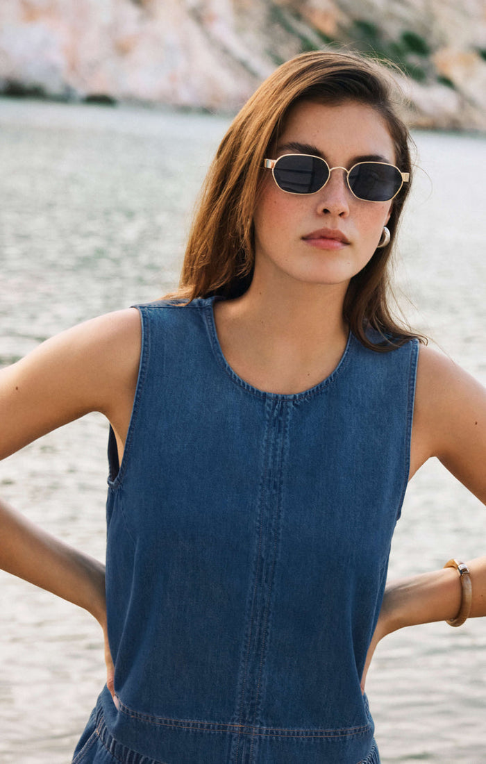 Sun Seeker Denim Tank | Deep Water