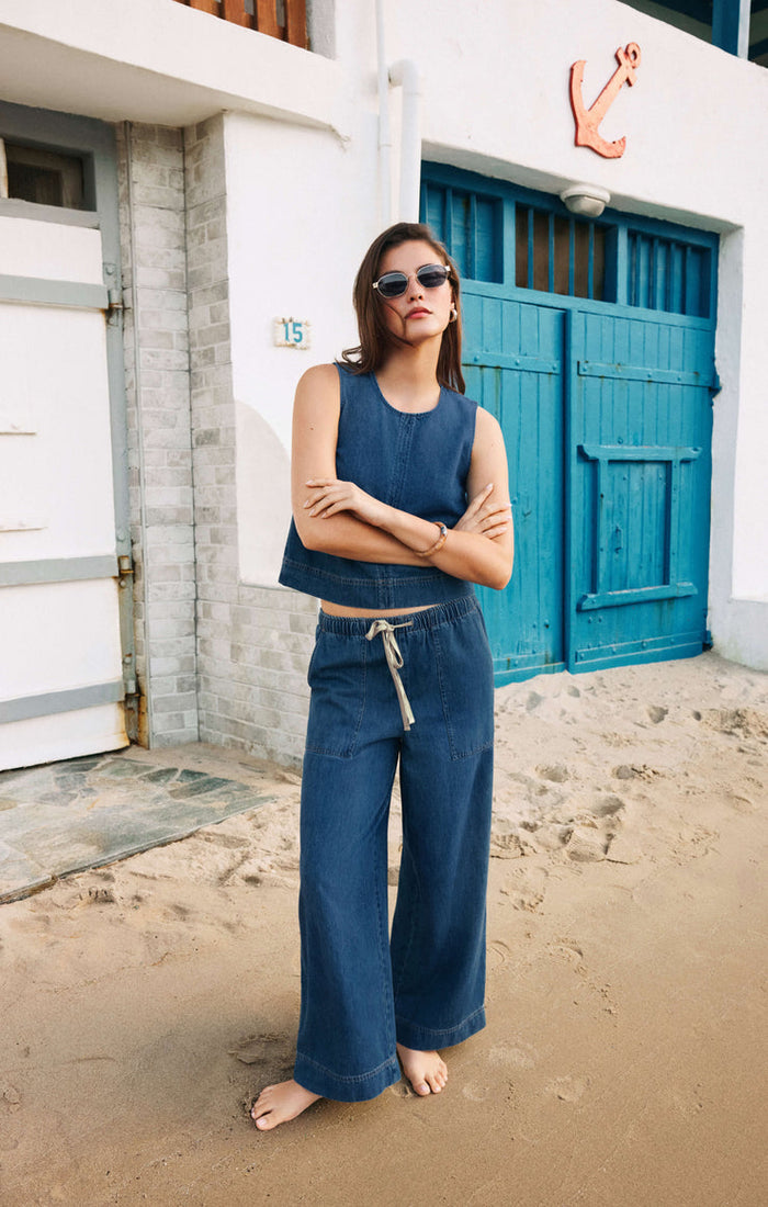 Sun Seeker Denim Tank | Deep Water