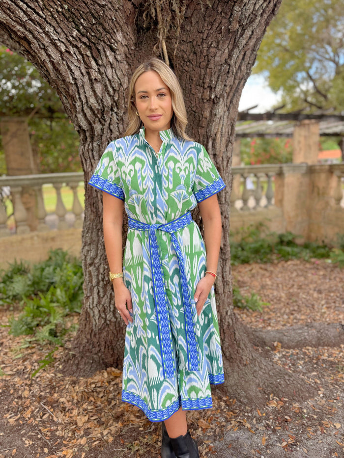 Sydney Shirtdress | Ikat Green