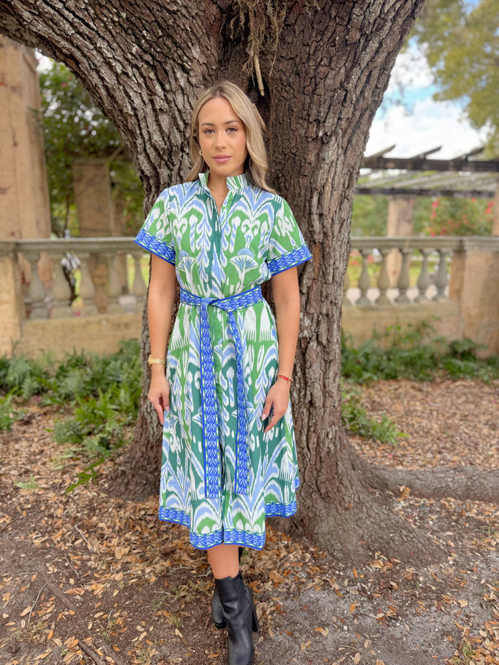 Sydney Shirtdress | Ikat Green