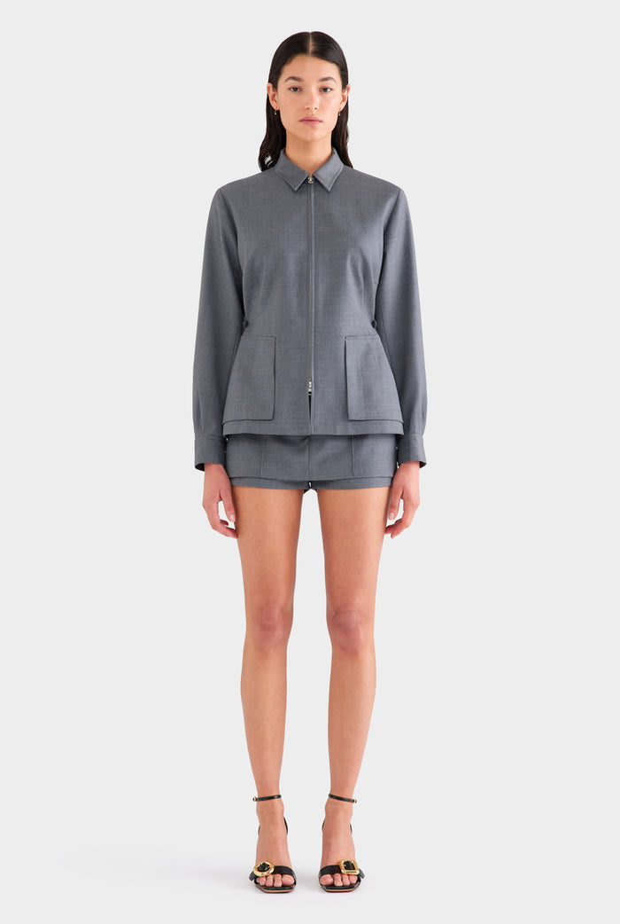 Tailored Wool Culotte Short - Dark Grey Marl