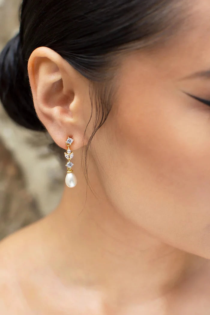 Tara Pearl Earring Gold - Jewellery - Windsor Bridal Jewellery