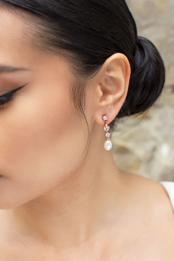 Tara Pearl Earring Rose Gold - Jewellery - Windsor Bridal Jewellery