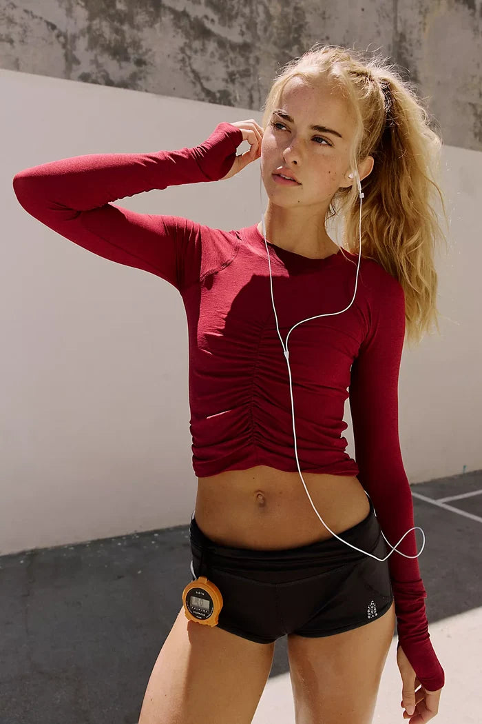 Free People Tempo Ruched Long Sleeve | Brick