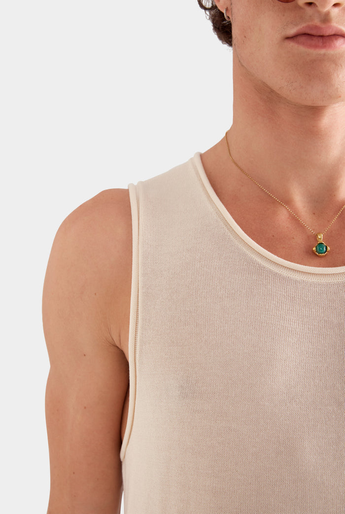 Tencel Rolled Edge Tank - Cream