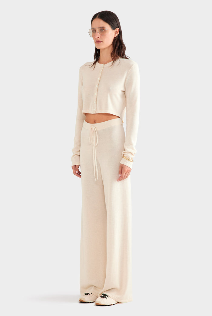 Tencel Silk Knit Crop Cardigan - Sand