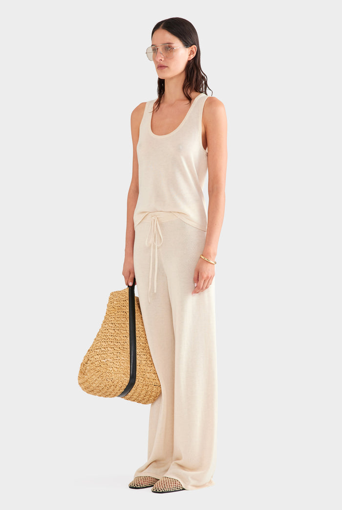 Tencel Silk Knit Scoop Neck Tank - Sand