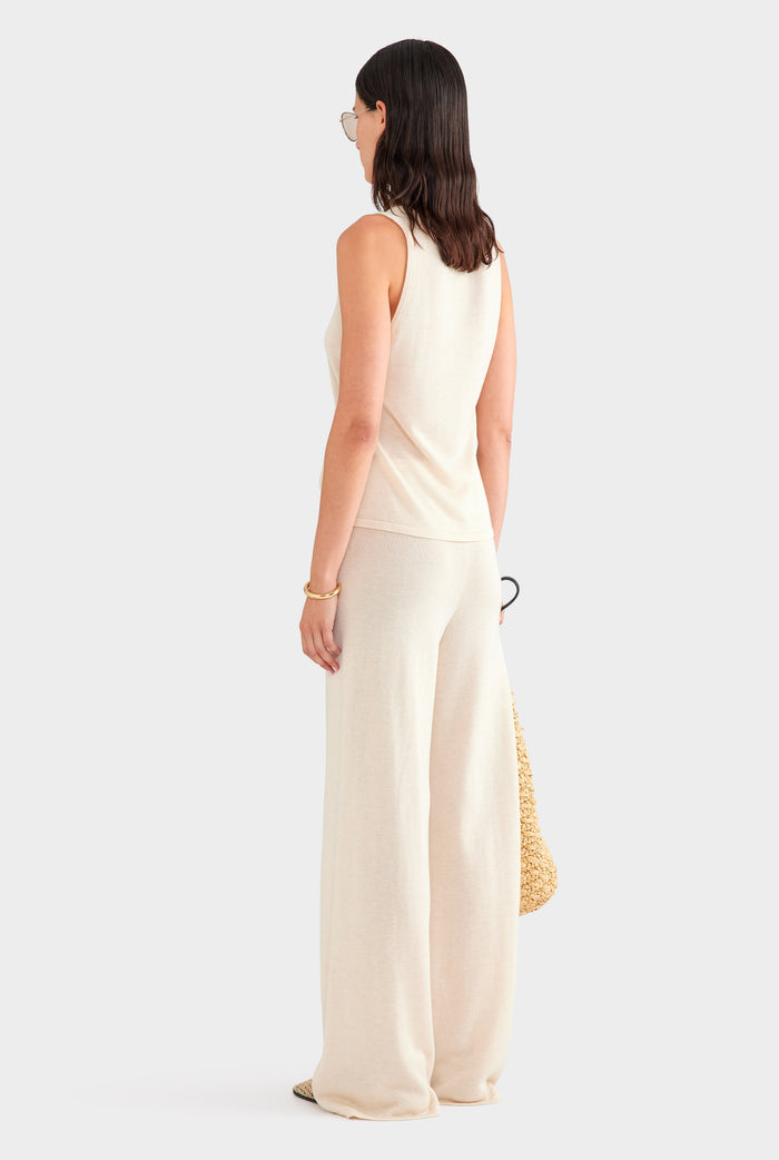 Tencel Silk Knit Scoop Neck Tank - Sand