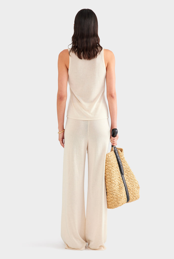 Tencel Silk Knit Scoop Neck Tank - Sand
