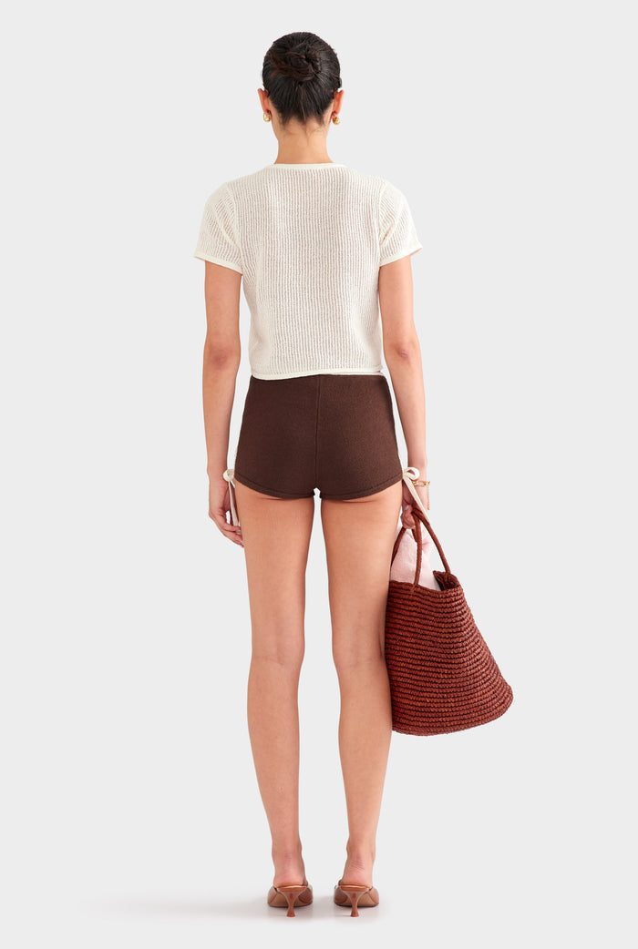 Terry Knit Crop Tee - White