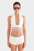 Terry Knit Halter - Off White/Blue/Yellow Stripe
