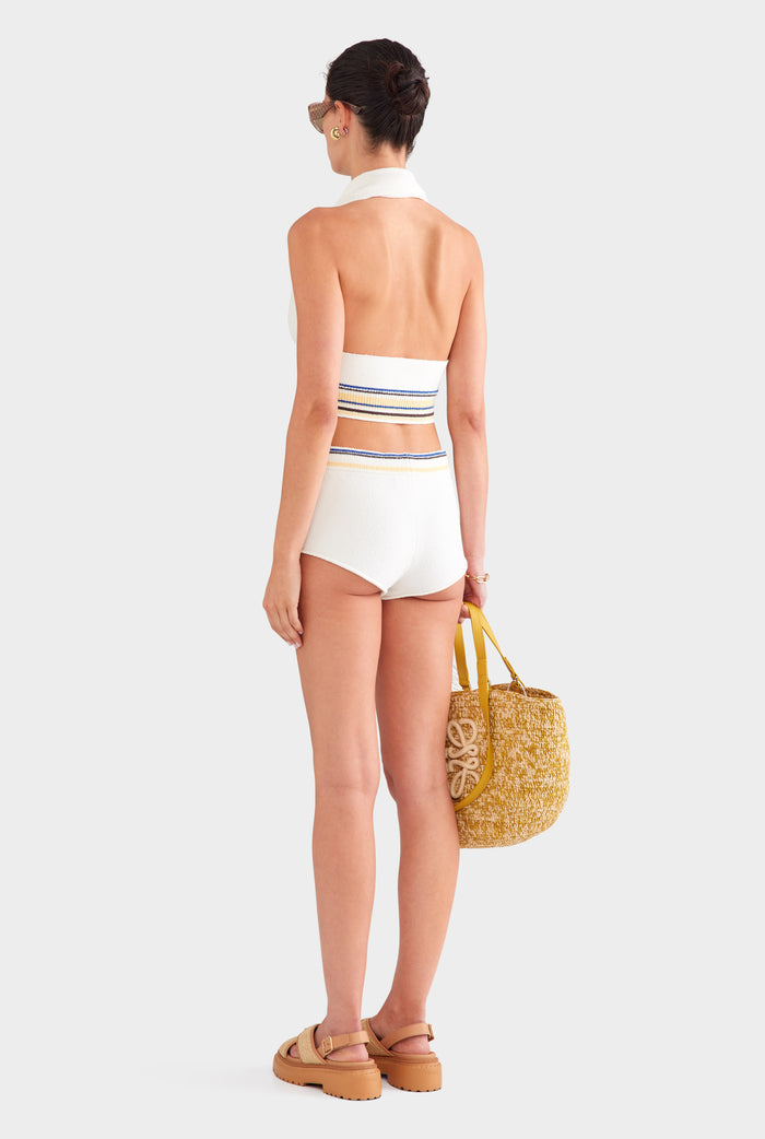 Terry Knit Mini Short - Off White/Blue/Yellow Stripe