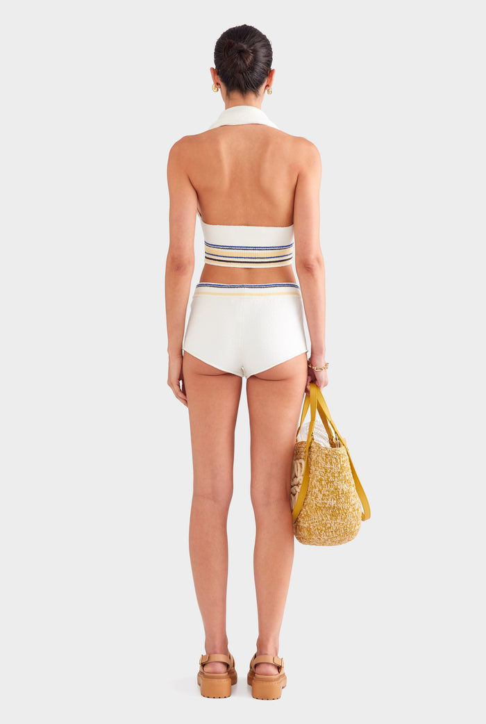 Terry Knit Mini Short - Off White/Blue/Yellow Stripe