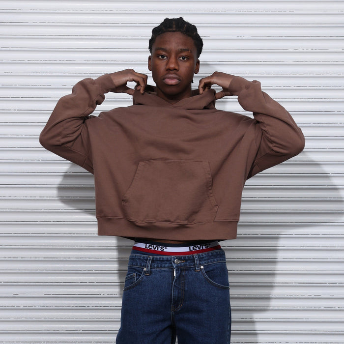 The Bowery Crop Hoodie Carob Brown