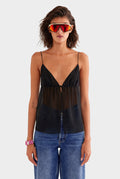 Tie Front Silk Georgette Cami - Black