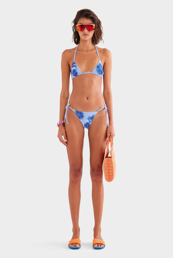 Tie Side Bikini Brief - Powder Blue Blurred Floral